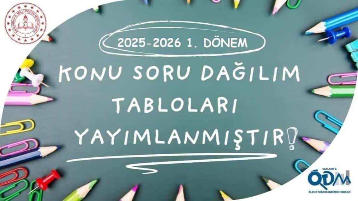 2025 - 2026 Eğitim Öğretim Yılı 1. Dönem Ortak Yazılı Sınavlar Konu Soru Dağılım Tabloları
